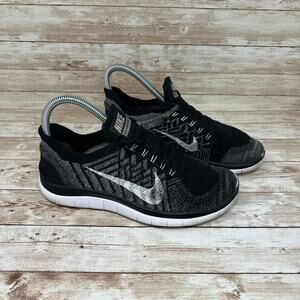 Nike Free 4.0 Flyknit Black Gray Running Shoes Women's 6.5
